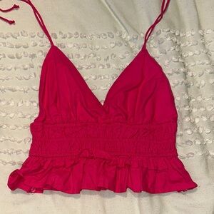 Stylish hot pink Ruffled Camisole Top